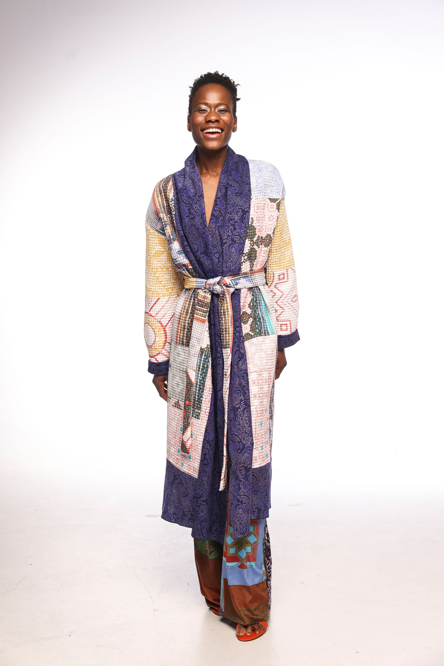 Long coat in digital print