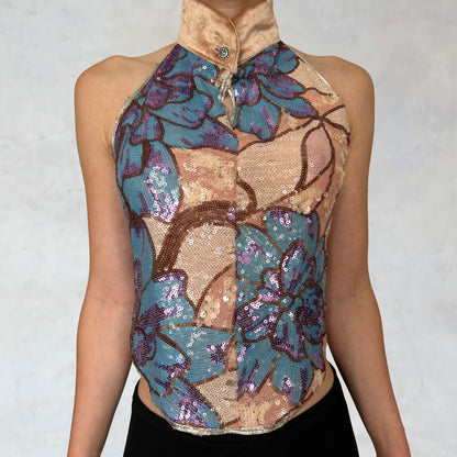 Top with sequins and floral motif