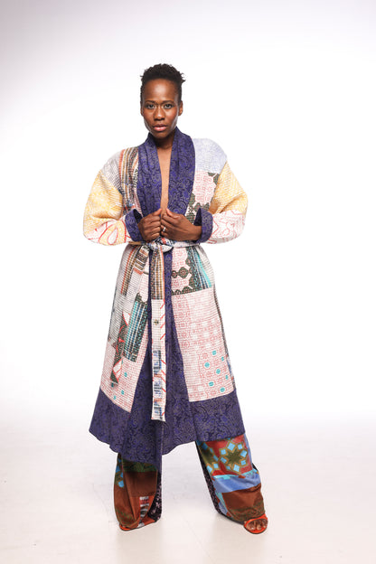 Long coat in digital print