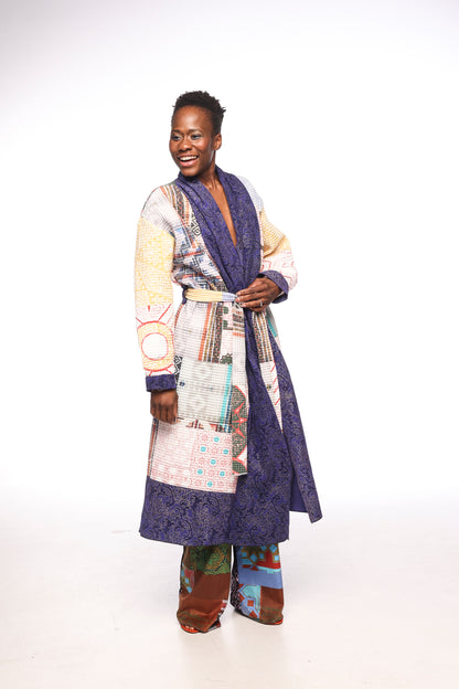 Long coat in digital print