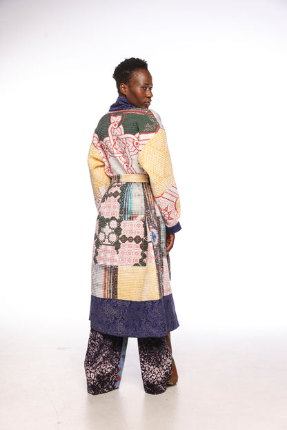 Long coat in digital print