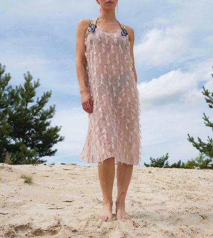 chiffon slip dress with effect stripes