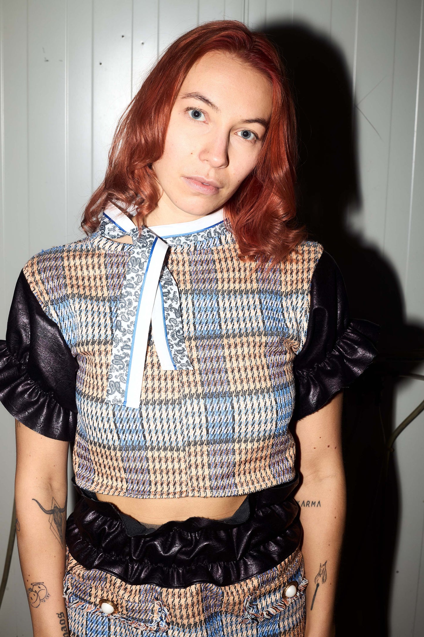 Shirt with houndstooth pattern