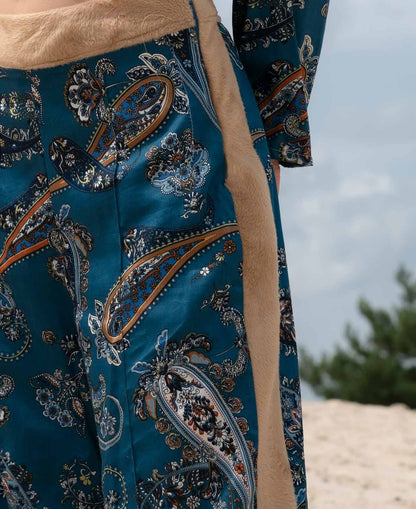 Paisley trousers with fur insert