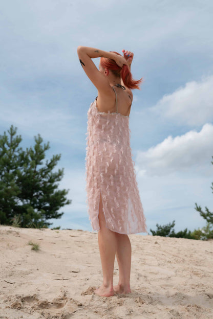 chiffon slip dress with effect stripes