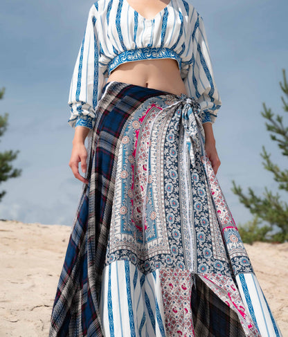 Long tie-front skirt