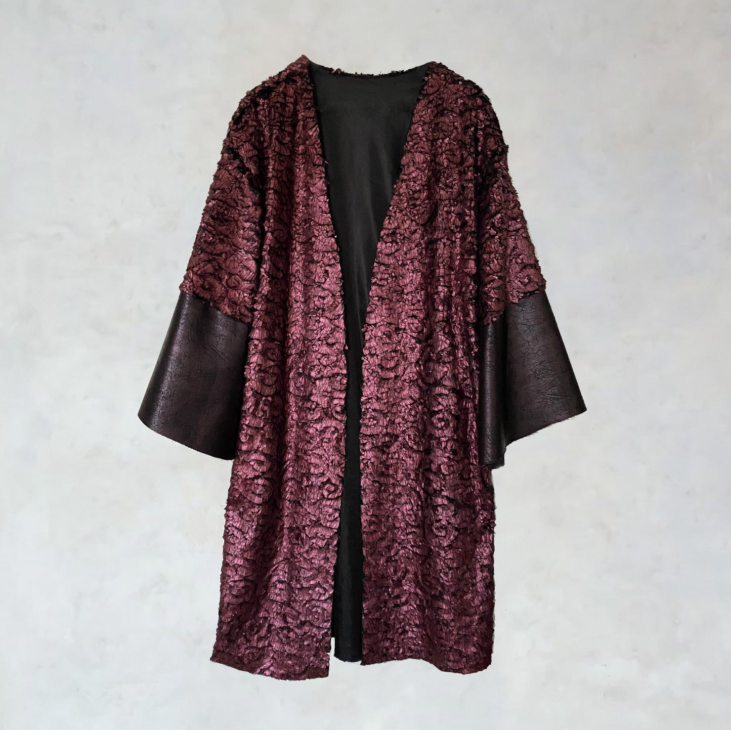 Kimono coat made of imitation fur