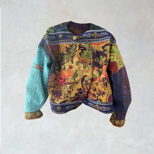 Blouson in Patchwork inspiriertem Digitaldruck