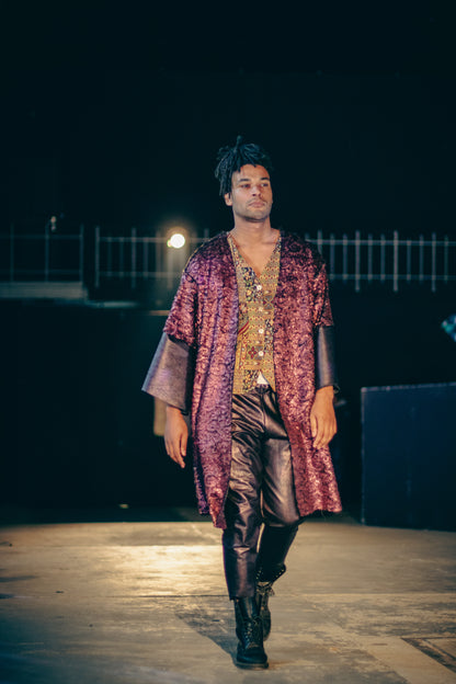 Kimono coat made of imitation fur