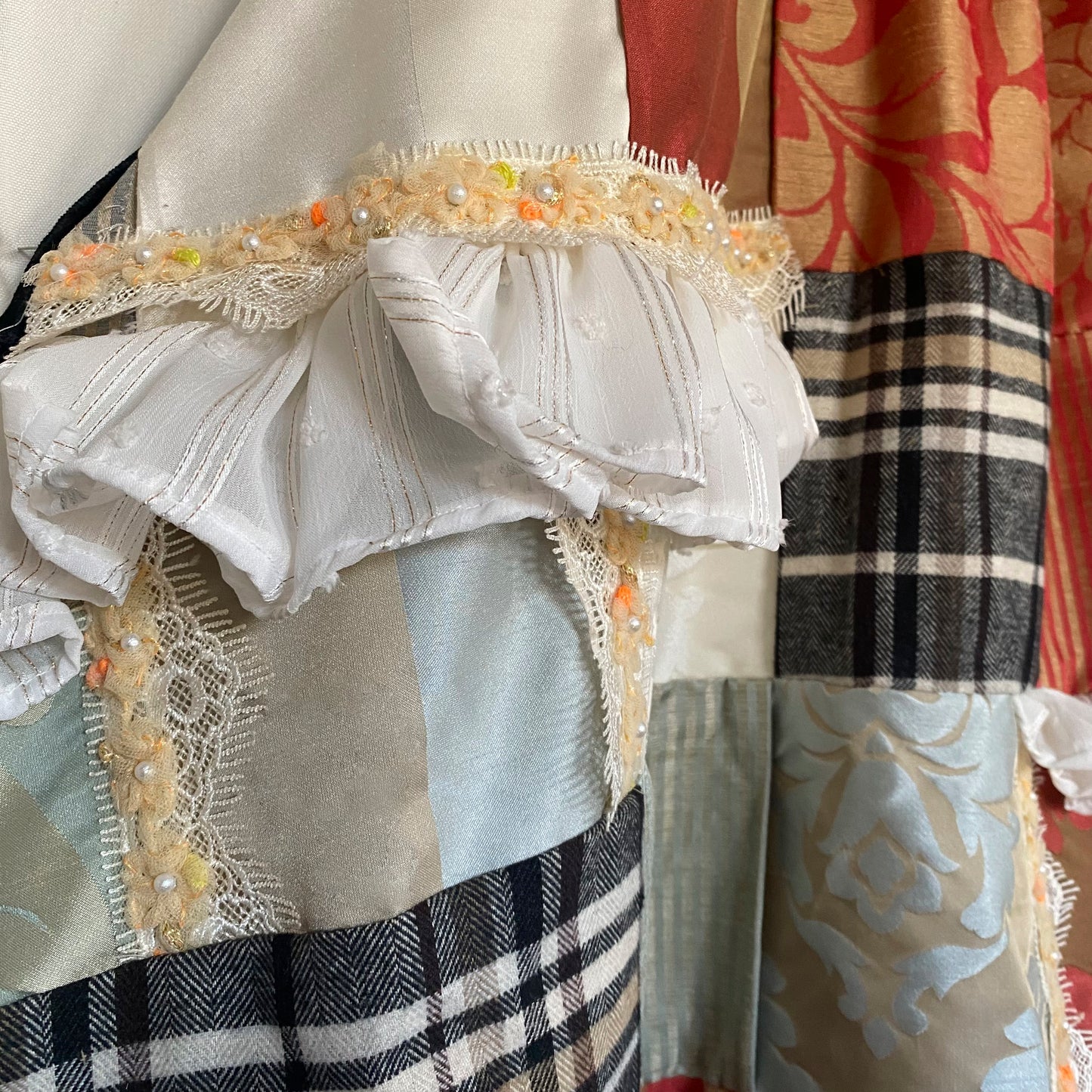 Long skirt with patchwork and ruffles