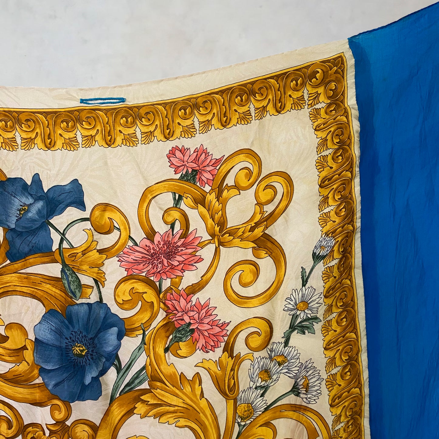 Silk wrap skirt with floral ornaments