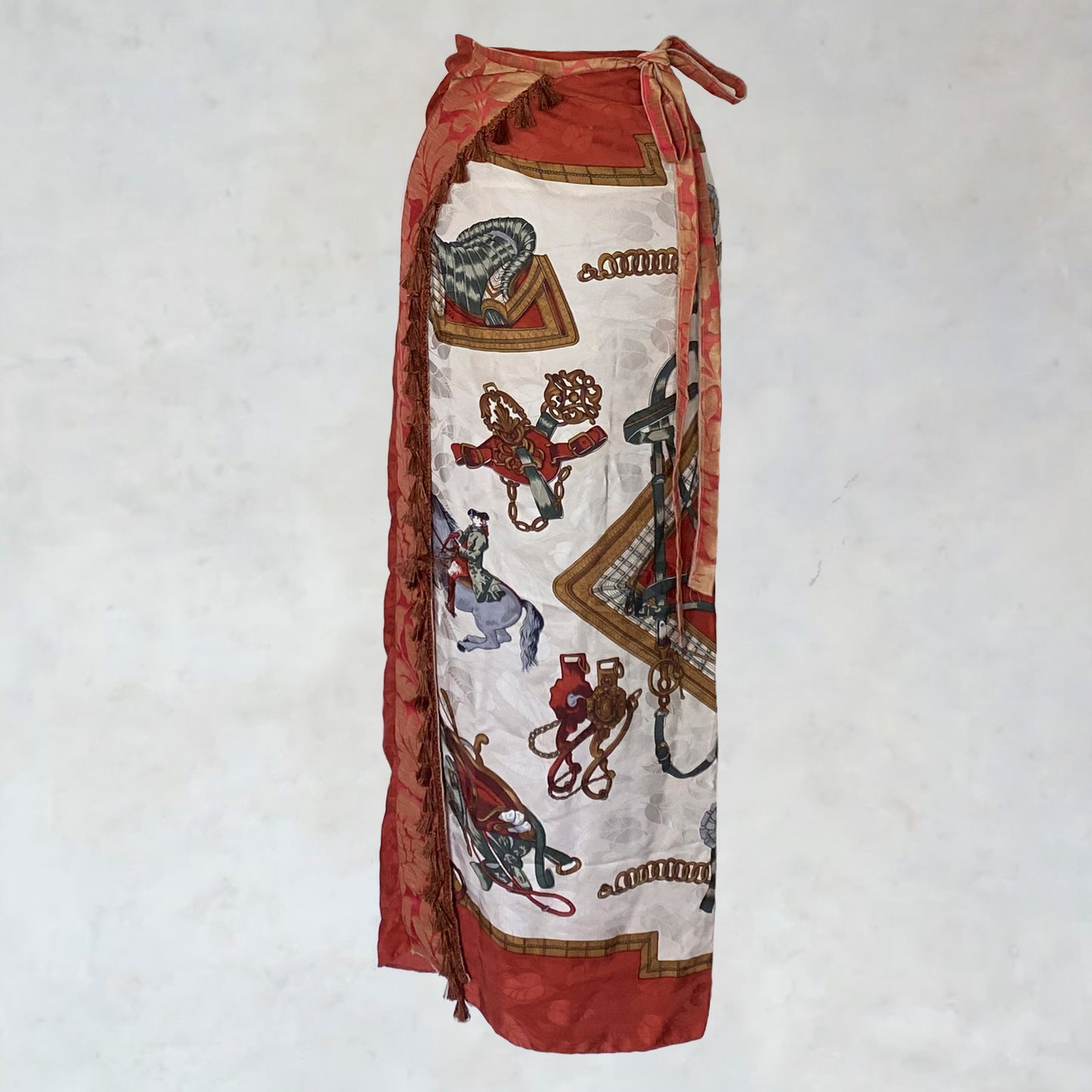 Silk wrap skirt with motifs