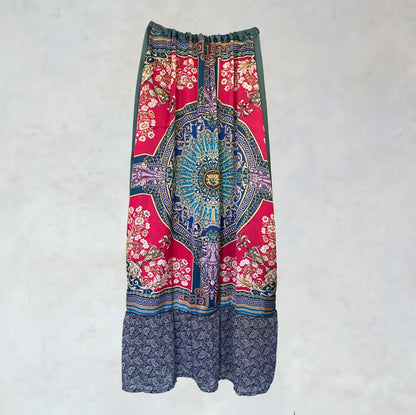 Silk maxi skirt with floriental motifs